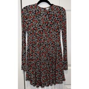 Nordstrom Girls Ditsy Floral Dress Tunic Size XL Dark Fairy Stretch Keyhole Twee